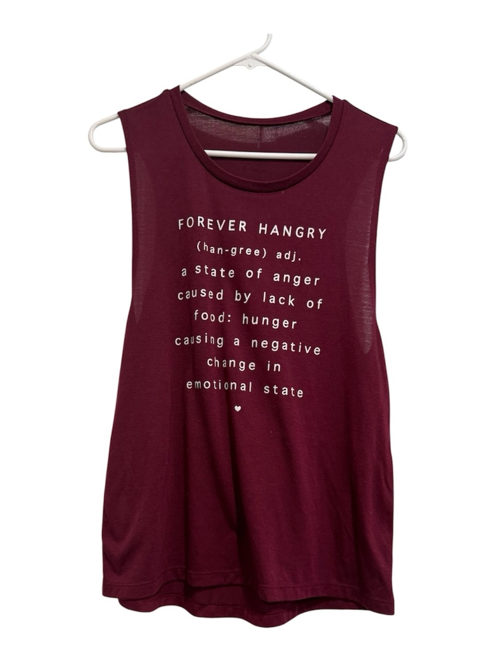 Love Fitness Forever Hangry Maroon Sleeveless Muscle Tank Top XL